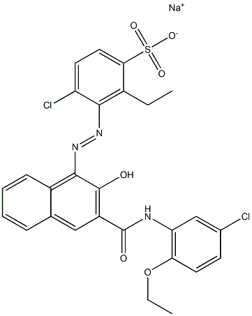 4-Chloro-2-ethyl-3-[[3-[[(3-chloro-6-ethoxyphenyl)amino]carbonyl]-2-hydroxy-1-naphtyl]azo]benzenesulfonic acid sodium salt Struktur