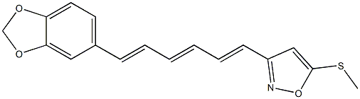 3-[(1E,3E,5E)-6-[3,4-Methylenedioxyphenyl]-1,3,5-hexatrienyl]-5-(methylthio)isoxazole Struktur