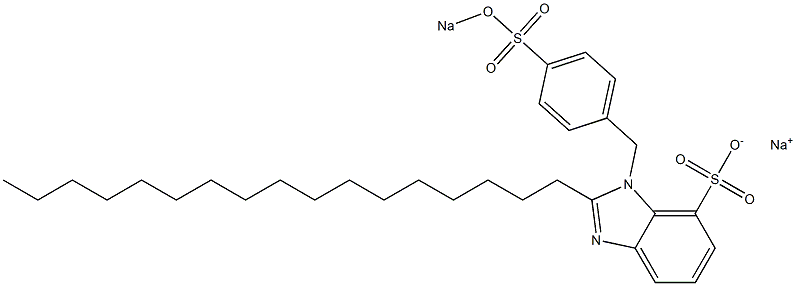 1-[4-(Sodiooxysulfonyl)benzyl]-2-heptadecyl-1H-benzimidazole-7-sulfonic acid sodium salt Struktur