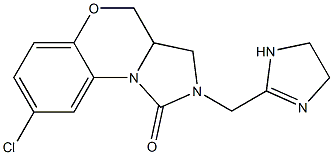 8-Chloro-2,3,3a,4-tetrahydro-2-[(1-imidazolin-2-yl)methyl]-1H-imidazo[5,1-c][1,4]benzoxazin-1-one Struktur