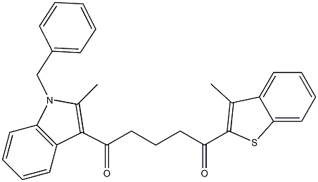 1-(1-BENZYL-2-METHYL-1H-INDOL-3-YL)-5-(3-METHYL-BENZO[B]THIOPHEN-2-YL)-PENTANE-1,5-DIONE Struktur