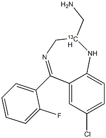 2-Aminomethyl-7-chloro-2,3-dihydro-5-(2-fluorophenyl)-1H-1,4-benzodiazepine-13C Struktur