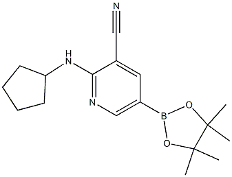 2-(cyclopentylamino)-5-(4,4,5,5-tetramethyl-1,3,2-dioxaborolan-2-yl)pyridine-3-carbonitrile Struktur