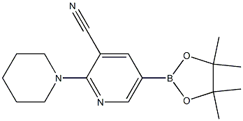 5-(4,4,5,5-tetramethyl-1,3,2-dioxaborolan-2-yl)-2-(piperidin-1-yl)pyridine-3-carbonitrile Struktur