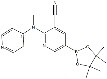 2-((pyridin-4-yl)methylamino)-5-(4,4,5,5-tetramethyl-1,3,2-dioxaborolan-2-yl)pyridine-3-carbonitrile Struktur