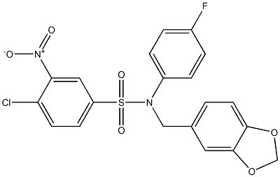 N-(1,3-BENZODIOXOL-5-YLMETHYL)-4-CHLORO-N1-(4-FLUOROPHENYL)-3-NITROBENZENESULPHONAMIDE, , 結(jié)構(gòu)式