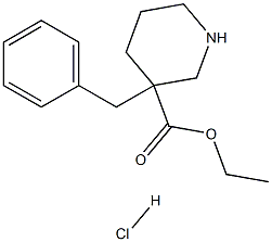 3-Benzyl-3-(ethoxycarbonyl)piperidine hydrochloride Struktur