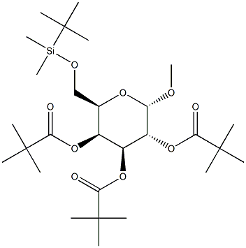 Methy 6-O-tert-butyldimethylsilyl-2,3,4-tri-O-pivaloyl-a-D-galactopyranoside Struktur