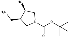 tert-butyl (3R,4R)-3-(aminomethyl)-4-hydroxypyrrolidine-1-carboxylate Struktur