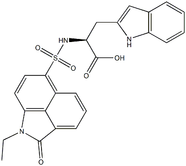 N-[(1-ethyl-2-oxo-1,2-dihydrobenzo[cd]indol-6-yl)sulfonyl]-3-(1H-indol-2-yl)alanine Struktur