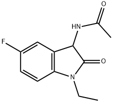 Acetamide,  N-(1-ethyl-5-fluoro-2,3-dihydro-2-oxo-1H-indol-3-yl)- Struktur