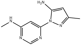 6-(5-amino-3-methyl-1H-pyrazol-1-yl)-N-methylpyrimidin-4-amine Struktur