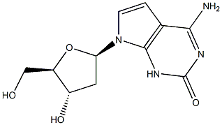 4-Amino-7-(2-deoxy-b-D-ribofuranosyl)-1,7-dihydro-2H-pyrrolo[2,3-d]pyrimidin-2-one Struktur