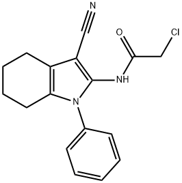 2-chloro-N-(3-cyano-1-phenyl-4,5,6,7-tetrahydro-1H-indol-2-yl)acetamide Struktur