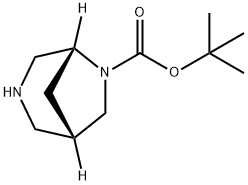 tert-butyl 3,6-diaza-bicyclo[3.2.1]octane-6-carboxylate Struktur