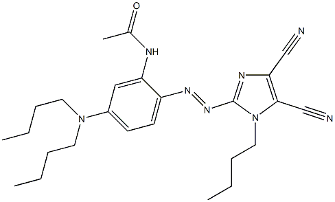 N-{2-[2-(1-butyl-4,5-dicyano-1H-imidazol-2-yl)diazen-1-yl]-5-(dibutylamino)phenyl}acetamide Struktur