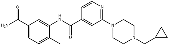 N-(5-carbamoyl-2-methylphenyl)-6-(4-(cyclopropylmethyl)piperazin-1-yl)nicotinamide Struktur