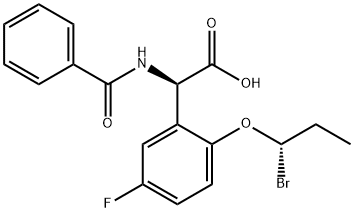 (R,S)-N-benzoyl-2-((2R)-1-bromopropoxy)-5-fluorophenylglycine Struktur