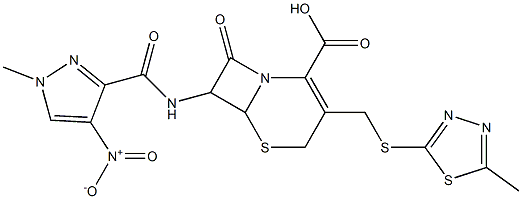 7-[({4-nitro-1-methyl-1H-pyrazol-3-yl}carbonyl)amino]-3-{[(5-methyl-1,3,4-thiadiazol-2-yl)sulfanyl]methyl}-8-oxo-5-thia-1-azabicyclo[4.2.0]oct-2-ene-2-carboxylic acid Struktur