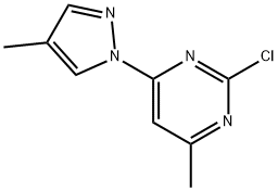 2-Chloro-4-(4-methyl-1H-pyrazol-1-yl)-6-methylpyrimidine Struktur