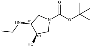 trans-1-Boc-3-ethylamino-4-hydroxypyrrolidine Struktur