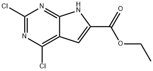 Ethyl 2,4-dichloro-7H-pyrrolo[2,3-d]pyrimidine-6-carboxylate Struktur