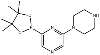 2-(piperazin-1-yl)-6-(4,4,5,5-tetramethyl-1,3,2-dioxaborolan-2-yl)pyrazine Structure