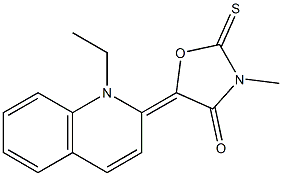 5-(1-ethyl-2(1H)-quinolinylidene)-3-methyl-2-thioxo-1,3-oxazolidin-4-one Struktur