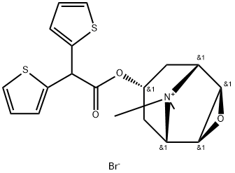 3-Oxa-9-azoniatricyclo[3.3.1.02,4]nonane, 7-[(2,2-di-2-thienylacetyl)oxy]-9,9-dimethyl-, bromide (1:1), (1α,2β,4β,5α,7β)- Struktur