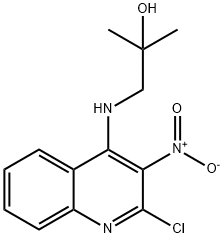 1-[(2-chloro-3-nitro-4-quinolinyl)amino]-2-methyl-2-propanol Struktur