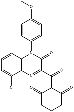 1,3-Cyclohexanedione, 2-[[8-chloro-3,4-dihydro-4-(4-methoxyphenyl)-3-oxo-2-quinoxalinyl]carbonyl]- Struktur