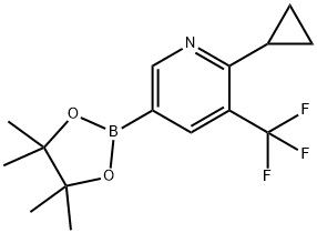 2-cyclopropyl-5-(4,4,5,5-tetramethyl-1,3,2-dioxaborolan-2-yl)-3-(trifluoromethyl)pyridine Struktur