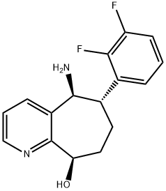 (5S,6S,9R)-5-amino-6-(2,3-difluorophenyl)-6,7,8,9-tetrahydro-5H-cyclohepta[b]pyridin-9-ol Struktur