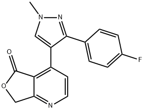 Furo[3,4-b]pyridin-5(7H)-one, 4-[3-(4-fluorophenyl)-1-methyl-1H-pyrazol-4-yl]- Struktur