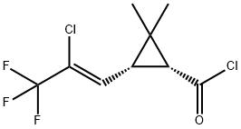 (1S,3R)-3-(2-chloro-3,3,3-trifluoroprop-1-en-1-yl)-2,2-dimethylcyclopropane-1-carbonyl chloride Struktur