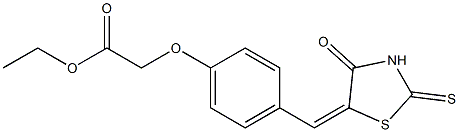 ethyl {4-[(4-oxo-2-thioxo-1,3-thiazolidin-5-ylidene)methyl]phenoxy}acetate Struktur