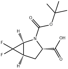 (1S,3S,5R)-2-(tert-butoxycarbonyl)-6,6-difluoro-2-azabicyclo[3.1.0]hexane-3-carboxylic acid Struktur