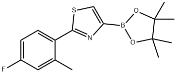 2-(4-fluoro-2-methylphenyl)-4-(4,4,5,5-tetramethyl-1,3,2-dioxaborolan-2-yl)thiazole Struktur