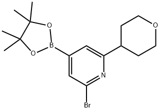 2-bromo-6-(tetrahydro-2H-pyran-4-yl)-4-(4,4,5,5-tetramethyl-1,3,2-dioxaborolan-2-yl)pyridine Struktur