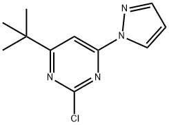 2-chloro-4-(1H-pyrozol-1-yl)-6-(tert-butyl)pyrimidine Struktur