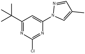 2-chloro-4-(1H-4-methylpyrozol-1-yl)-6-(tert-butyl)pyrimidine Struktur