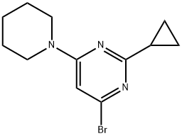 4-Bromo-2-cyclopropyl-6-(piperidino)pyrimidine Struktur