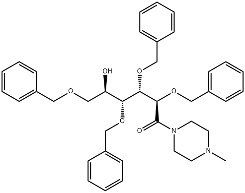 (2R,3S,4R,5R)-2,3,4,6-tetrakis(benzyloxy)-5-hydroxy-1-(4-methylpiperazin-1-yl)hexan-1-one Struktur