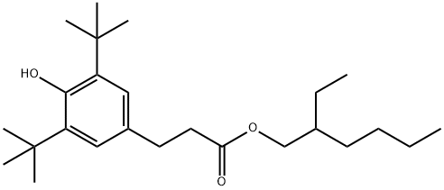 Benzenepropanoic acid, 3,5-bis(1,1-dimethylethyl)-4-hydroxy-, 2-ethylhexyl ester Struktur