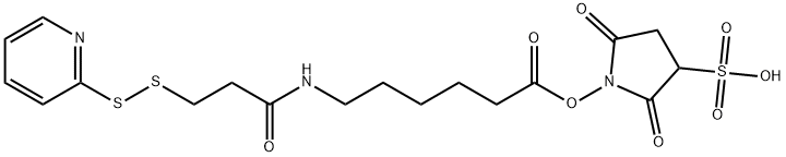 Hexanoic acid, 6-[[1-oxo-3-(2-pyridinyldithio)propyl]amino]-, 2,5-dioxo-3-sulfo-1-pyrrolidinyl ester Struktur