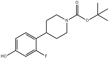 4-(2-Fluoro-4-hydroxyphenyl)-piperidine-1-carboxylic acid tert-butyl ester Struktur