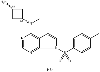 (1s, 3s)-N1-methyl-N1-(7-tosyl-7H-pyrrolo-[2,3-d]pyrimidin-4-yl)cyclobutane-1,3-diamine dihydro bromide Struktur