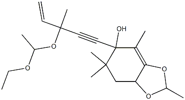 5-[3-(1-ethoxyethoxy)-3-methyl-4-penten-1-ynyl]-2,4,6,6-tetramethyl-5,6,7,7a-tetrahydro-1,3-benzodioxol-5-ol Struktur