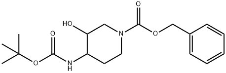 (3S,4S)-benzyl 4-((tert-butoxycarbonyl)amino)-3-hydroxypiperidine-1-carboxylate Structure