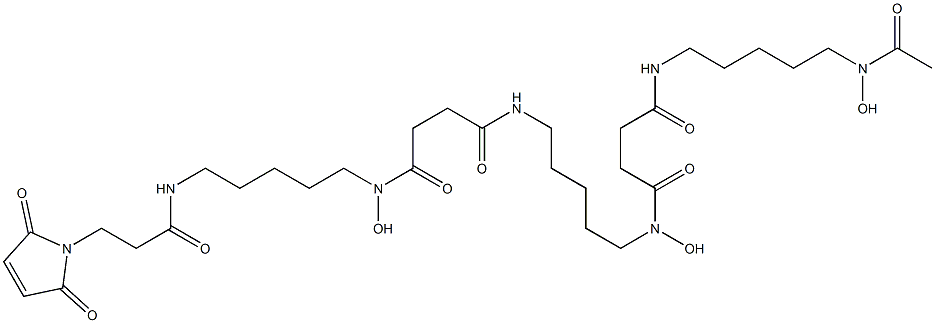 Butanediamide, N4-[5-[[4-[[5-(acetylhydroxyamino)pentyl]amino]-1,4-dioxobutyl]hydroxyamino]pentyl]-N1-[5-[[3-(2,5-dihydro-2,5-dioxo-1H-pyrrol-1-yl)-1-oxopropyl]amino]pentyl]-N1-hydroxy- Struktur